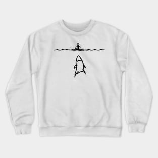 Stick Figure of a Shark in Black Ink Crewneck Sweatshirt